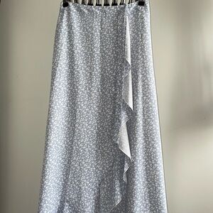 SHEIN blue polkadot high low maxi skirt